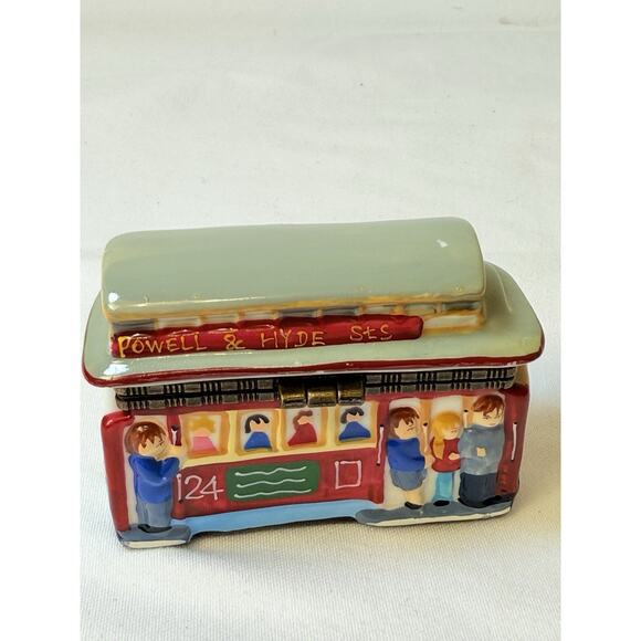 Powell & Hyde San Francisco Cable Car Ceramic Trinket Box with Trinket 2”x3” - Picture 3 of 9